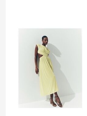 Express Pale Yellow Cutout Midi Dress